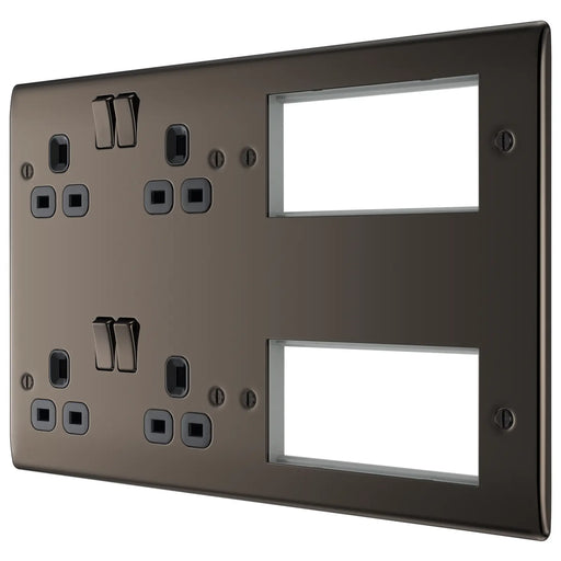 BG Electrical Nexus Metal Black Nickel - 2 x double, switched, double pole, 8 Euro Module