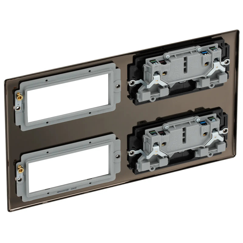 BG Electrical Nexus Metal Black Nickel - 2 x double, switched, double pole, 8 Euro Module