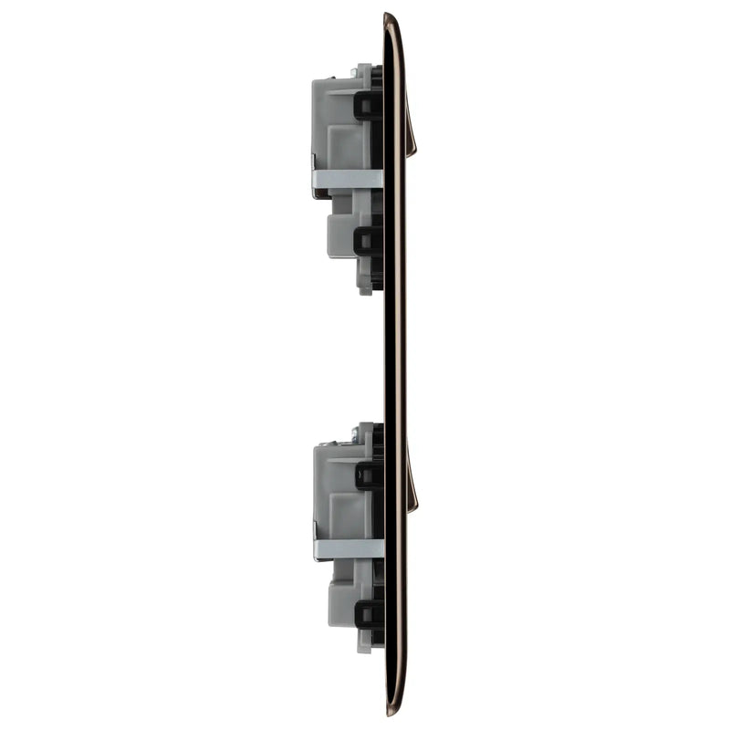 BG Electrical Nexus Metal Black Nickel - 2 x double, switched, double pole, 8 Euro Module