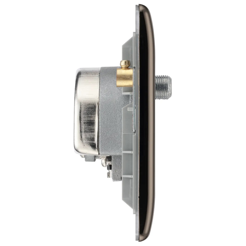 BG Electrical Nexus Metal Black Nickel - Quadplex, 2 x sat, BT outlet and co-ax returned - screened