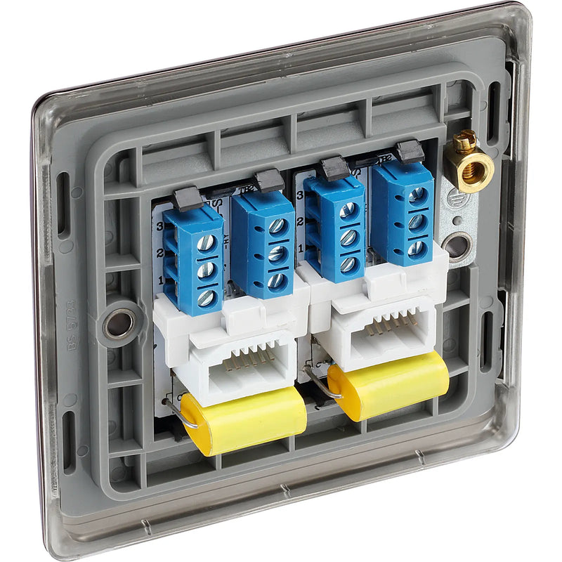 BG Electrical Nexus Metal Black Nickel - Double, telephone socket, master