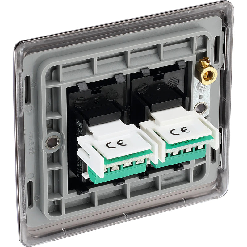 BG Electrical Nexus Metal Black Nickel - Double, RJ11 telephone socket