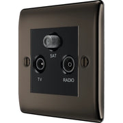 BG Electrical Nexus Metal Black Nickel - Triple TV/FM/SAT triplex - screened