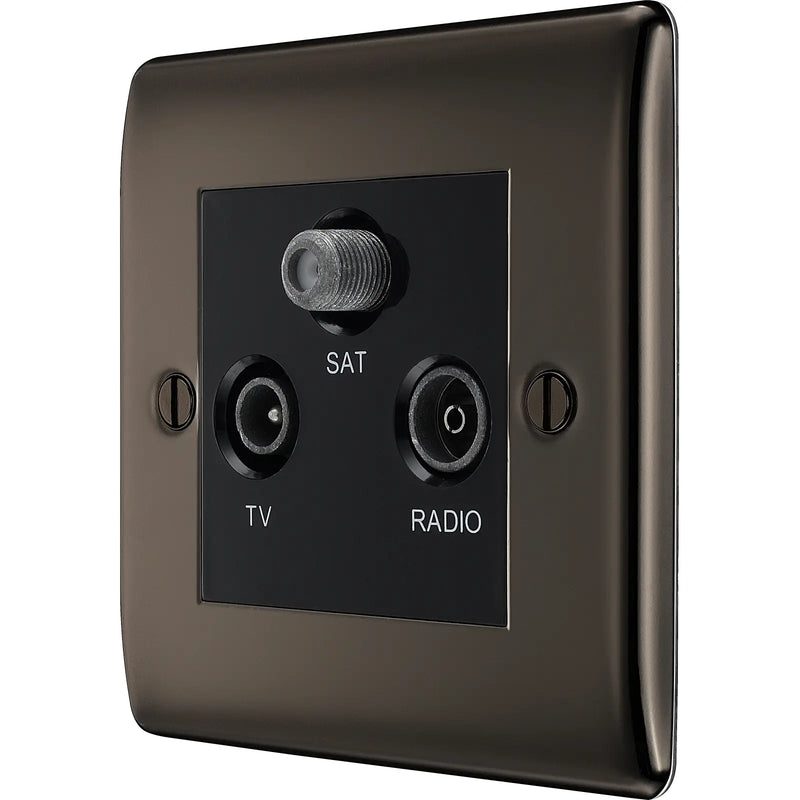 BG Electrical Nexus Metal Black Nickel - Triple TV/FM/SAT triplex - screened