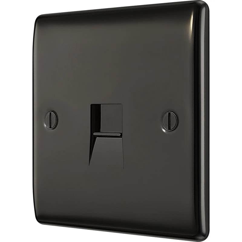 BG Electrical Nexus Metal Black Nickel - Single, RJ11 telephone socket