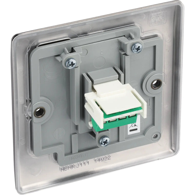 BG Electrical Nexus Metal Black Nickel - Single, RJ11 telephone socket