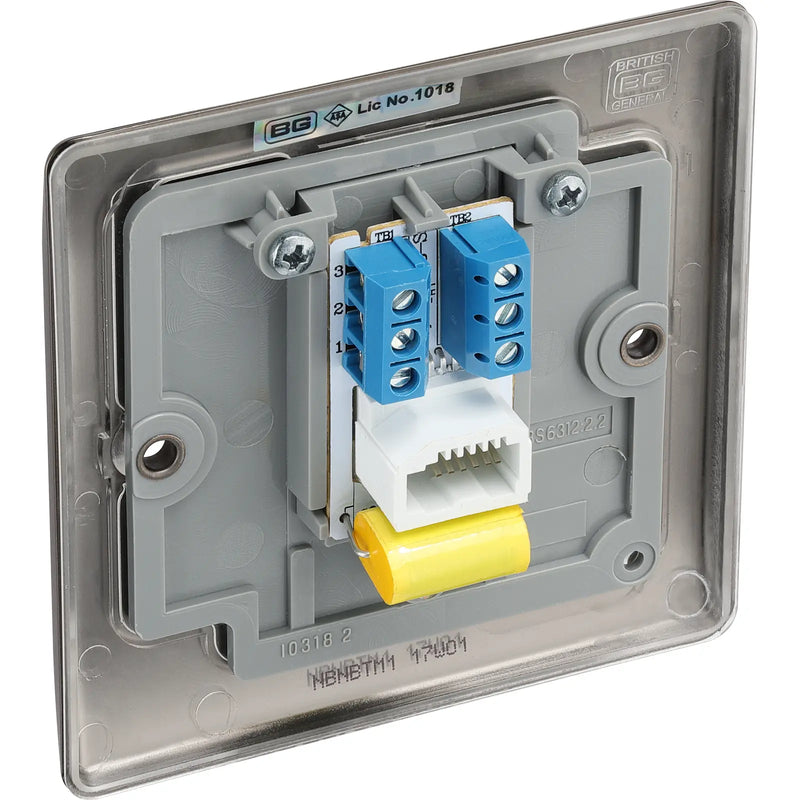BG Electrical Nexus Metal Black Nickel - Single, telephone socket, master