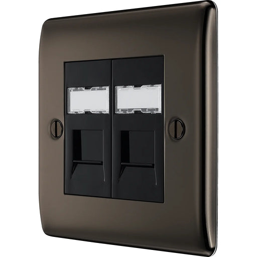 BG Electrical Nexus Metal Black Nickel - Double, RJ45 data socket