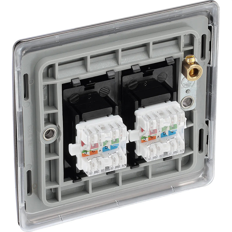 BG Electrical Nexus Metal Black Nickel - Double, RJ45 data socket