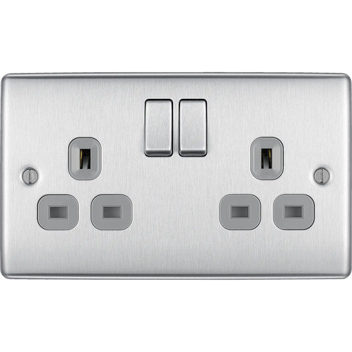 BG Electrical Nexus Metal Brushed Steel - Double, switched, double pole