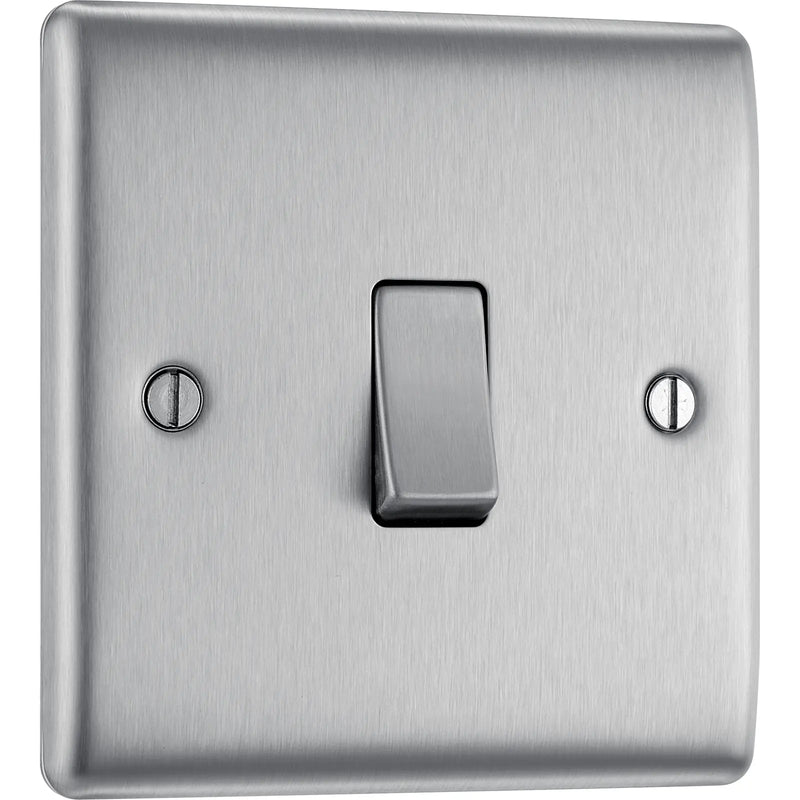 BG Electrical Nexus Metal Brushed Steel - Single, 2 way switch