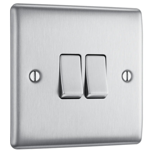 BG Electrical Nexus Metal Brushed Steel - Double, 2 way switch