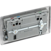 BG Electrical Nexus Metal Brushed Steel - Double switched single pole, with USB A + C (22W)