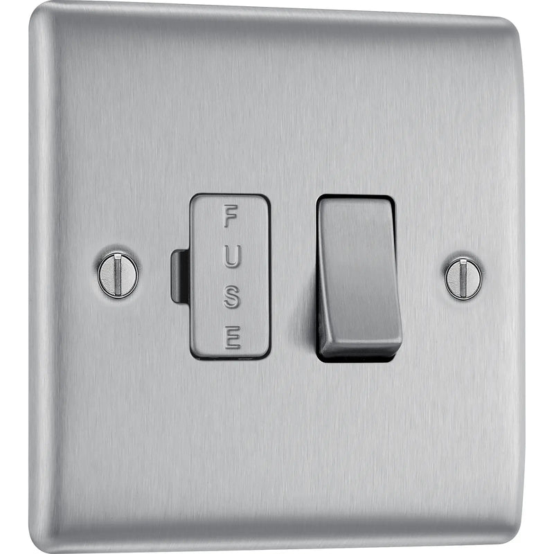 BG Electrical Nexus Metal Brushed Steel - Switched and fused