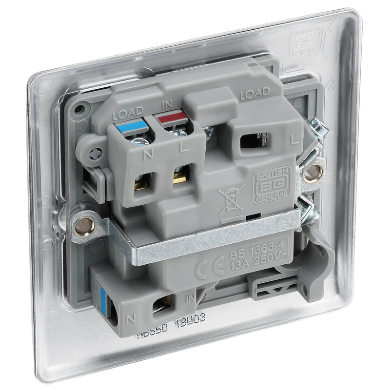 BG Electrical Nexus Metal Brushed Steel - Switched and fused