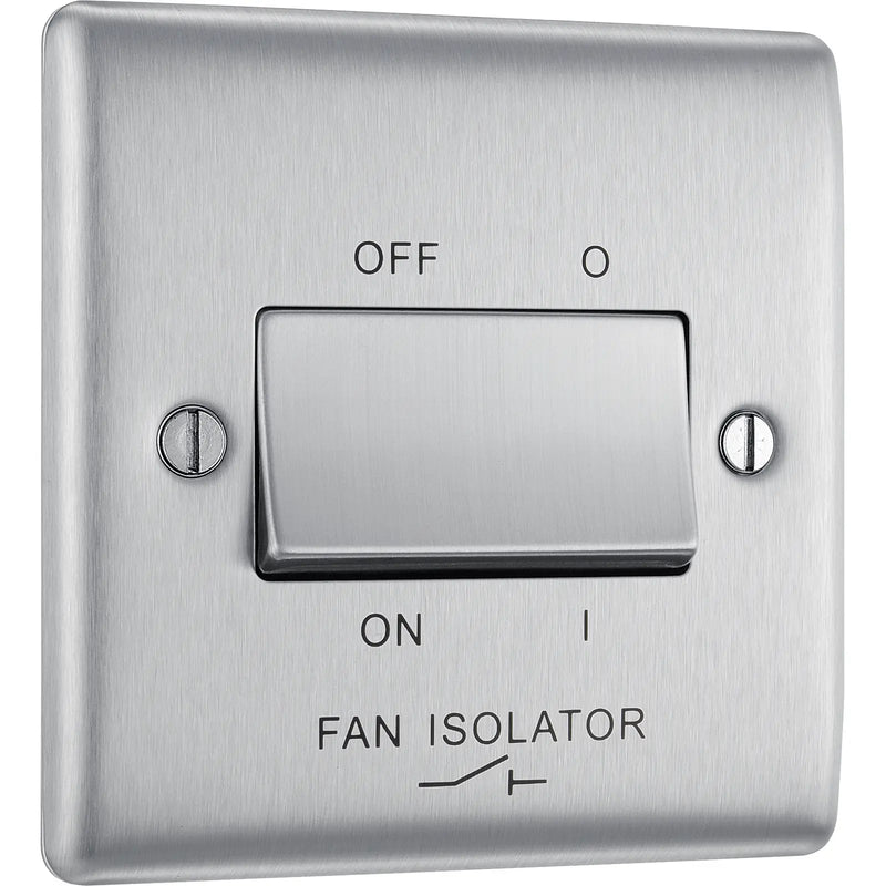BG Electrical Nexus Metal Brushed Steel - Triple pole fan isolator