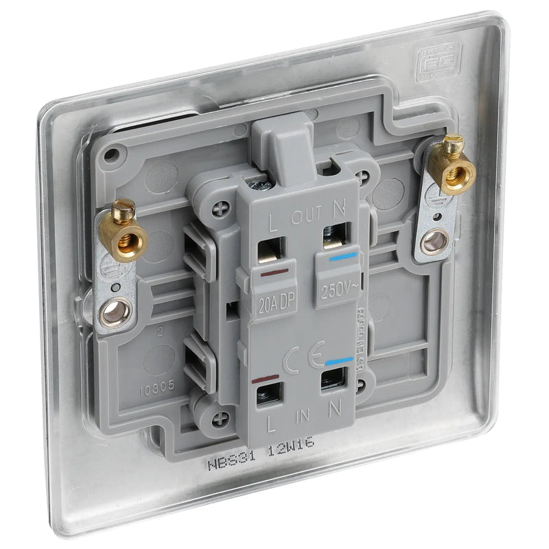 BG Electrical Nexus Metal Brushed Steel - 20A, double pole, with indicator