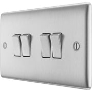 BG Electrical Nexus Metal Brushed Steel - Quadruple, 2 way switch