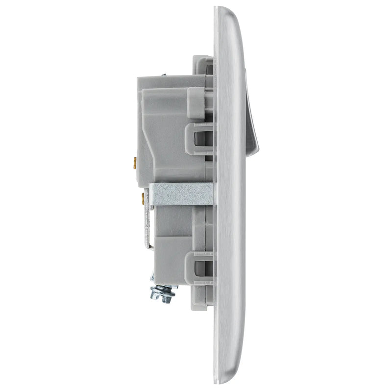 BG Electrical Nexus Metal Brushed Steel - Single switched, double pole