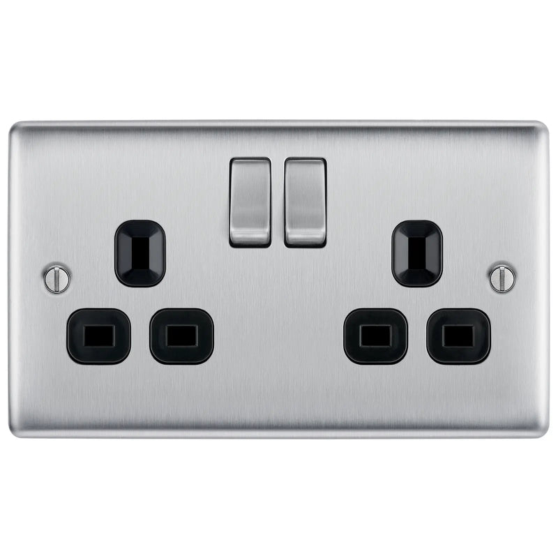 BG Electrical Nexus Metal Brushed Steel - Double, switched, double pole