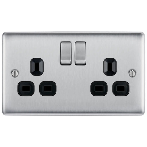 BG Electrical Nexus Metal Brushed Steel - Double, switched, double pole