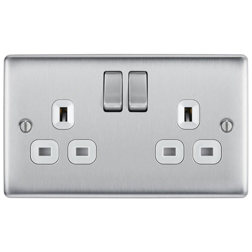 BG Electrical Nexus Metal Brushed Steel - Double, switched, double pole
