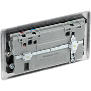 BG Electrical Nexus Metal Brushed Steel - Double switched single pole, with USB A + C (22W)
