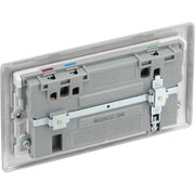 BG Electrical Nexus Metal Brushed Steel - Double switched single pole, with USB A + C (22W)