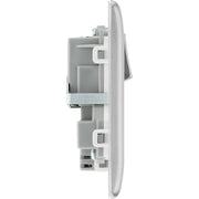 BG Electrical Nexus Metal Brushed Steel - Double switched single pole, with USB A + C (12W)
