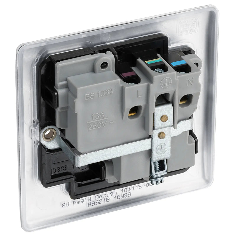 BG Electrical Nexus Metal Brushed Steel - Single switched, double pole