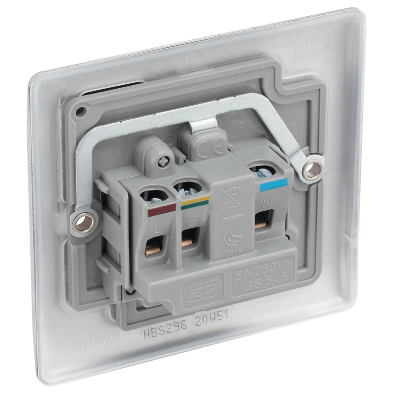 BG Electrical Nexus Metal Brushed Steel - 5A, single, unswitched, round pin