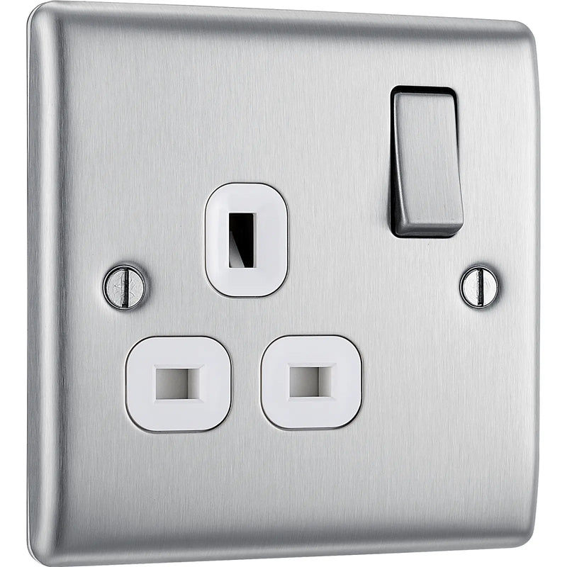 BG Electrical Nexus Metal Brushed Steel - Single switched, double pole