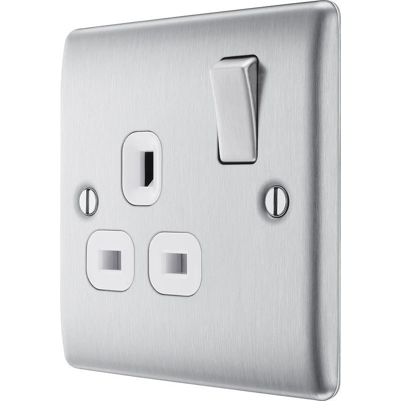 BG Electrical Nexus Metal Brushed Steel - Single switched, double pole