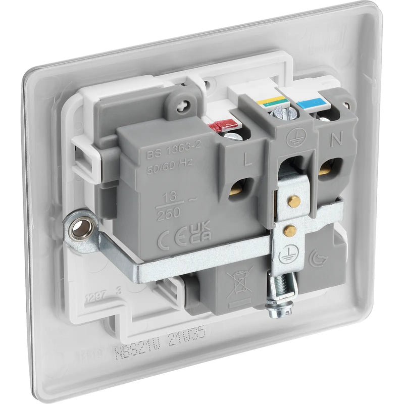 BG Electrical Nexus Metal Brushed Steel - Single switched, double pole