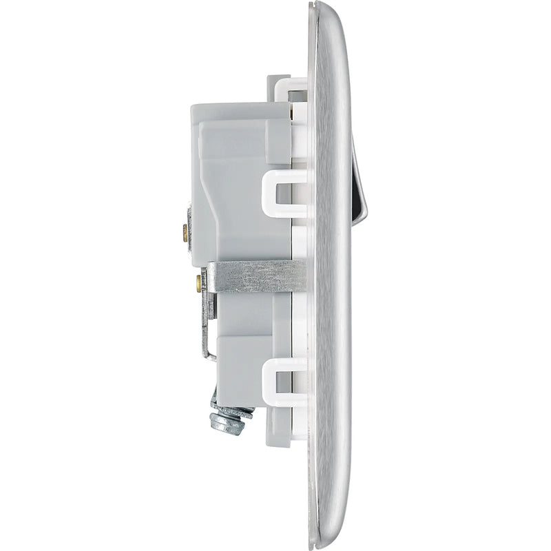 BG Electrical Nexus Metal Brushed Steel - Single switched, double pole