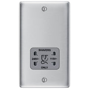 BG Electrical Nexus Metal Brushed Steel - 115/240V dual voltage shaver socket