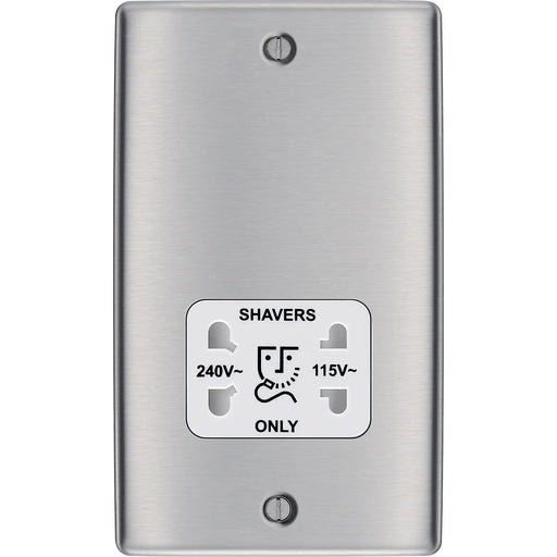 BG Electrical Nexus Metal Brushed Steel - 115/240V dual voltage shaver socket