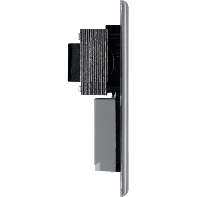 BG Electrical Nexus Metal Brushed Steel - 115/240V dual voltage shaver socket