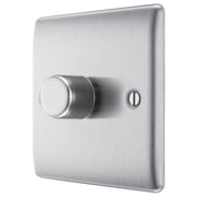 BG Electrical Nexus Metal Brushed Steel - Single, 2 way push 200W
