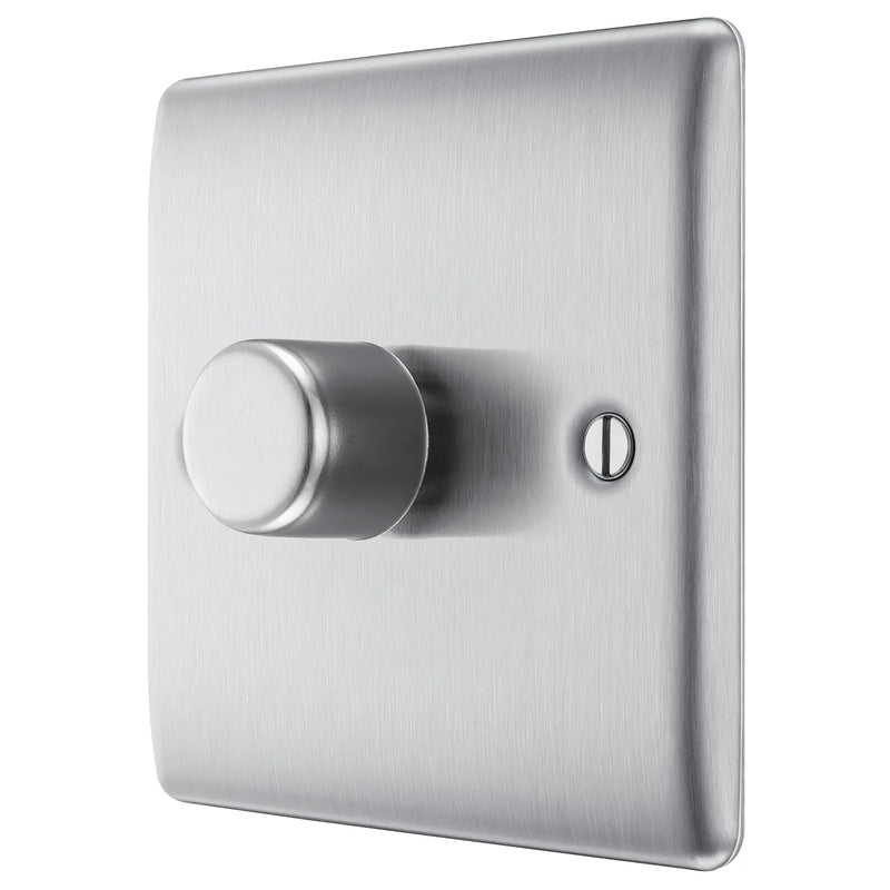 BG Electrical Nexus Metal Brushed Steel - Single, 2 way push 200W