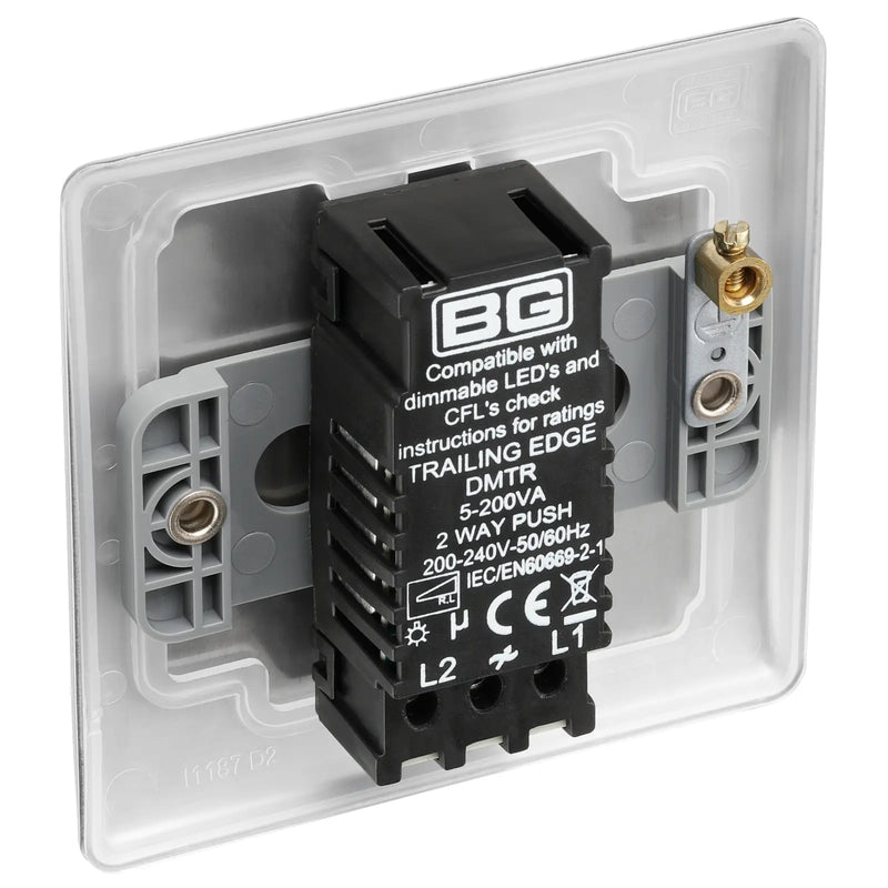 BG Electrical Nexus Metal Brushed Steel - Single, 2 way push 200W