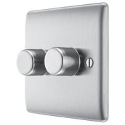 BG Electrical Nexus Metal Brushed Steel - Double, 2 way push 200W
