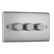 BG Electrical Nexus Metal Brushed Steel - Triple, 2 way push 200W