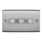 BG Electrical Nexus Metal Brushed Steel - Triple, 2 way push 200W
