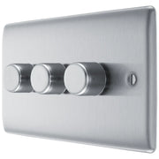 BG Electrical Nexus Metal Brushed Steel - Triple, 2 way push 200W
