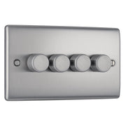 BG Electrical Nexus Metal Brushed Steel - Quadruple, 2 way push 200W