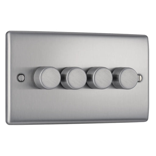 BG Electrical Nexus Metal Brushed Steel - Quadruple, 2 way push 200W