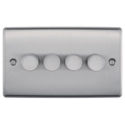 BG Electrical Nexus Metal Brushed Steel - Quadruple, 2 way push 200W