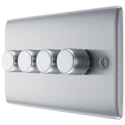 BG Electrical Nexus Metal Brushed Steel - Quadruple, 2 way push 200W