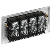 BG Electrical Nexus Metal Brushed Steel - Quadruple, 2 way push 200W